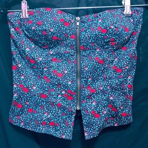 silence + noise Floral corset with zipper front.